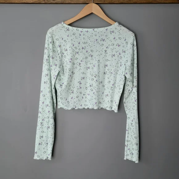 No Boundaries Mint Green Floral Two-Piece Pajama Set - Picture 3 of 4